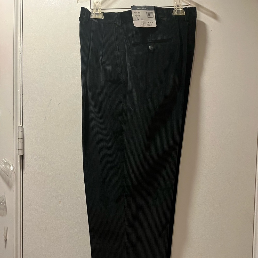 NWT Lord & Taylor Exclusive premium cotton Corduroy pants Black Sz 34 W 30"
